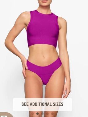 SKIMS Knit Beachwear High Neck Top + High Waisted Bikini Set